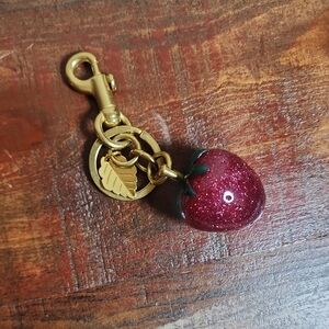 Red Strawberry Glitter Shimmer Purse Charm Bag Keychain Sparkles